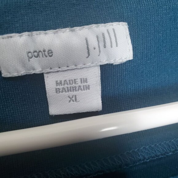 J. JILL PONTE Women Blouse SZ XL Teal Button Sides 3/4 Sleeves Soft Stretch - Picture 6 of 9